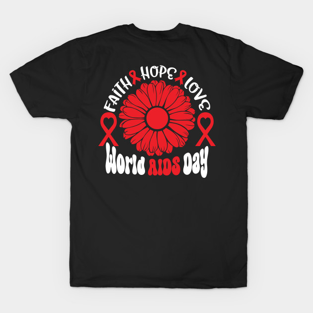 AIDS HIV Awareness Shirt, Faith Hope Love Sunflower by mcoshop